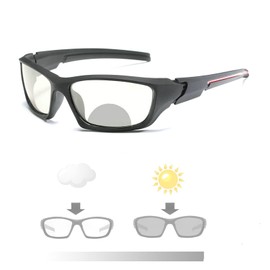 mincl Transition Photochromic Bifocal Reading Glasses for Mens and Womens, Square Sports Sunglasses Readers 0~+4.00 (Black, 3.25)