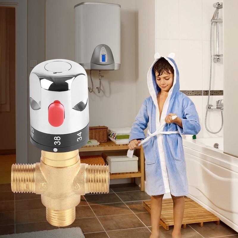 3 Way Thermostatic Mixer Valve Brass G1/2 Thermostatic Mixing Valve
