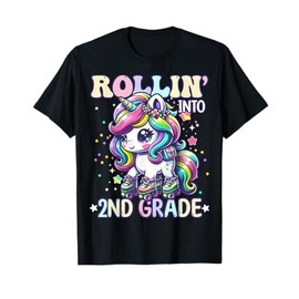2nd Grade Back To School First Day Girl Rollin Unicorn T-Shirt