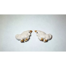 Handmade 2 Peruvian Ceramic Mini UNIQUE White Unicorn Earring Beads Animal DIY Charm
