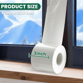 Window Sealing Tape, Window AC Insulation Air Conditioner Seal Around Frame,3 inch X 65.5 FT, Blocker for Cold Heat Air, Waterproof Tape for Repair, Heavy Duty No Residue (White)