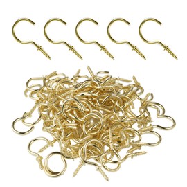 Septe 100 Pcs 1/2 inch Ceiling Cup Hooks Screw Hooks for Hanging (Gold)