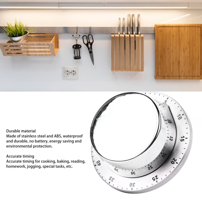 Kitchen Timer Stainless Steel Countdown Timer Clock Mechanical Kitchen Timer