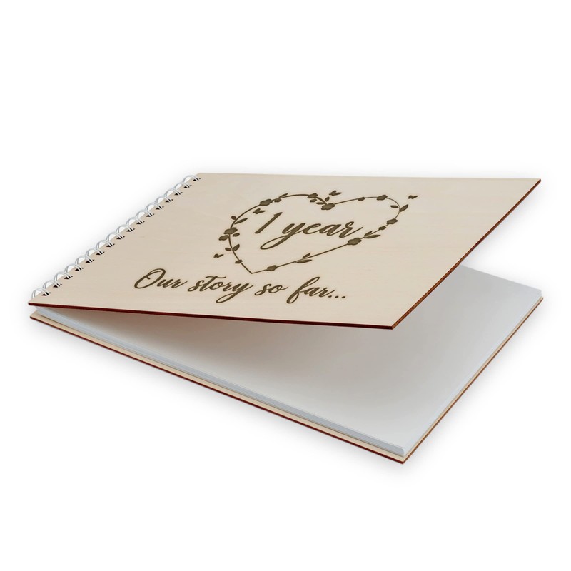 Wooden Engraved Scrapbook | 1 Year - Our Story So