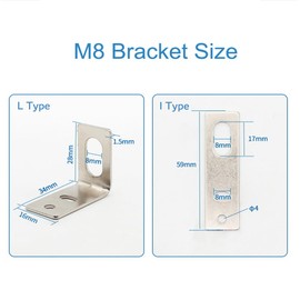Haldzemo M8 M12 M18 SN04 L-Shaped Straight I Type Mounting Iron Bracket for Photoelectric Switch Inductive Proximity Sensor (10 Pack, M8-L Type)