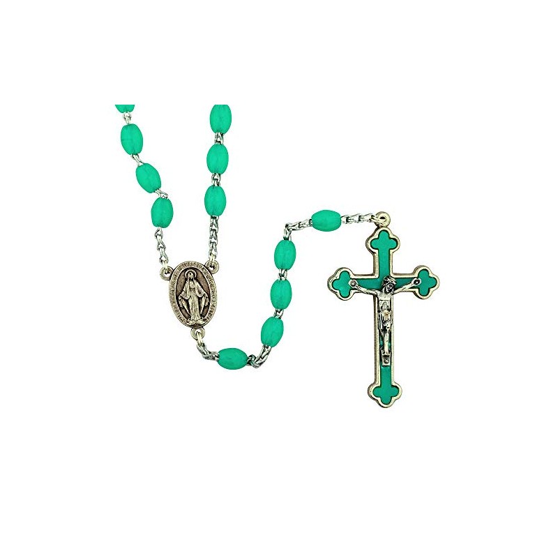 Catholic Rosary Beads with QuadLink Chain by Vatican Imports (Teal)