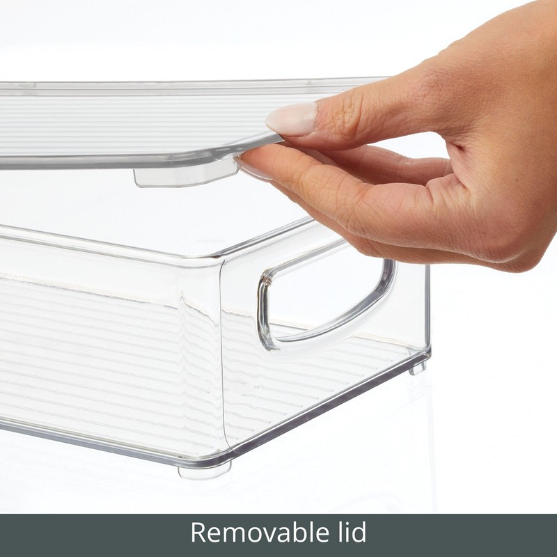 mDesign Plastic Storage Bin Box Container with Lid and Built-in