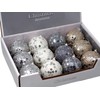 Sequin Christmas Tree Baubles - White Silver Champagne - Set