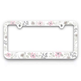 Beautiful Farmhouse Inspired Floral License Plate Frames Soft Pink Flowers