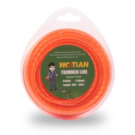 WOTIAN 080 Square Twisted Trimmer line 0.080-Inches Weed Eater String 98-Foot Square Twist Weed Wacker String of Nylon Compatible with Stihl Echo Universal Grass Cordless Electric Trimmer,Orange