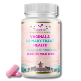 Vaginal Probiotics for Women pH Balance - Prebiotics & Probiotic Blend, Natural Vaginal Health & Urinary Tract Supplement with Cranberry, Garlic & More, Vegan, Non-GMO, Gluten-Free, 60 Caps