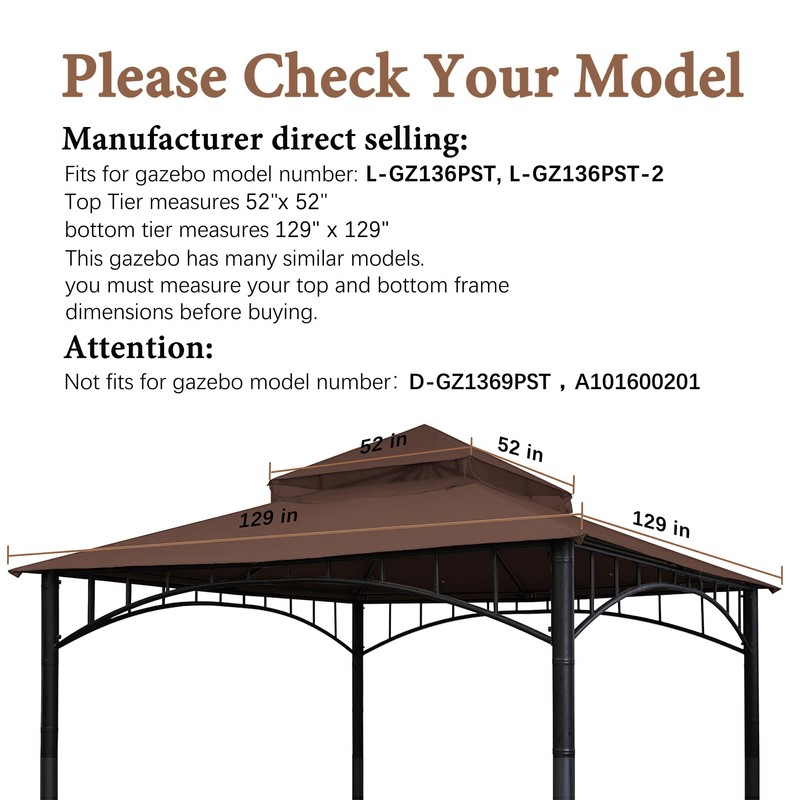 SCOCANOPY Replacement roof Compatible with Target Madaga Gazebo Model L-GZ136PST