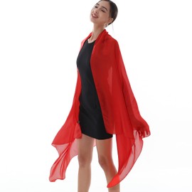 RIIQIICHY Ladies Red Scarf Pashmina Shawls and Wraps for Weddings Like Silk Chffion Scarf for Women Evening Dresses