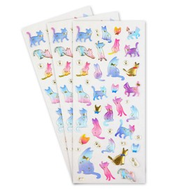 3D-004 Reward Stickers 3D Cat Decoration, Translucent, Set of 3 Sheets, Sparkling Punpyunpunmaru