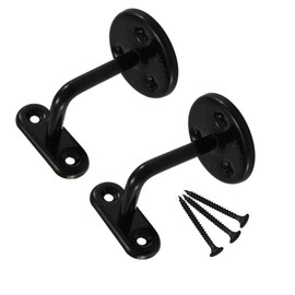 Black Support Wall Mounted Handrail Brackets Banister Support Handrail 63mm with Matching Screws Rail Brackets for Stairs Handrail Holder with Rosette for Indoor and Outdoor Stairs Pack of 5.