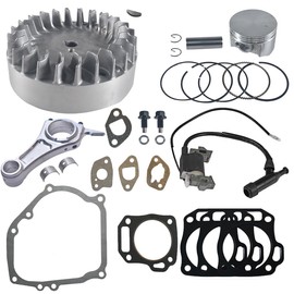 AKSGKGQ Aluminum Flywheel Billet Rod（3.308） Kit With 70mm Flat Top Piston COPPER Ignition Coil for Predator 212cc Non Hemi Engine Minibike Performance Parts