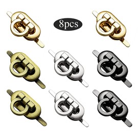 Niaciswe Bag Clasp Metal 8 Sets Pocket Fastener Bag Clasps Lock for Bags Twist Turn Lock Bolt Lock Twist Locks Bag Accessories Black Silver Golden Bronze
