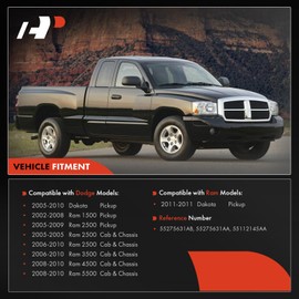 A-Premium Upper Door Hinge Front Left Driver Side Compatible with Dodge Dakota 2005-2010, Ram 1500 Ram 2500 Ram 3500 Ram 4500 Ram 5500 & Ram Dakota 2011, Replace# 55275631AB, 55275631AA, 55112145AA