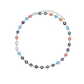 choice of all Dainty Evil Eye Necklace for Women,Colorful Evil Eye Beaded Choker Necklaces for Girls (Silver Colorful Evil Eye)