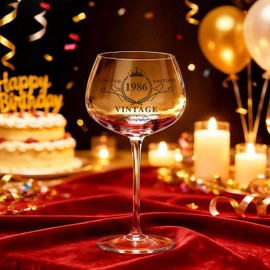 L&J Home - Regalos de cumpleaños 40, copa de vino grabada clásico de 1986 para mujeres, decoraciones de feliz cumpleaños 40, ideas divertidas de regalo de cumpleaños para ella, hermana, amigas, hija