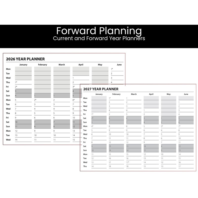 2026 A4 Diary Week Day Per Page - Black Appointment