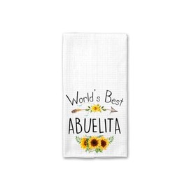 World's Best Abuelita Kitchen Towel, Floral Sunflower Kitchen Towel, Best Abuelita Ever, Gift Mothers Day Birthday Christmas Thanksgiving for Abuelita, Soft and Absorbent Kitchen Tea Towel