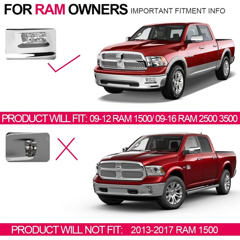 PIT66 Front Bumper Fog Lights Compatible with 2009-2012 Dodge Ram