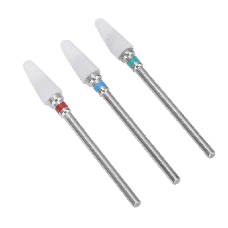 3pcs Ceramic Nail Drill Bit Set Gel Removal Nail Polishing
