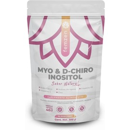 FEMZEN | Myo Inositol & D-Chiro Inositol | Mezcla con Ácido Fólico, Vitamina C, D3, Zinc e Inulina | Suplemento Alimenticio en polvo para Mujeres con 300gr (2 meses de duración)