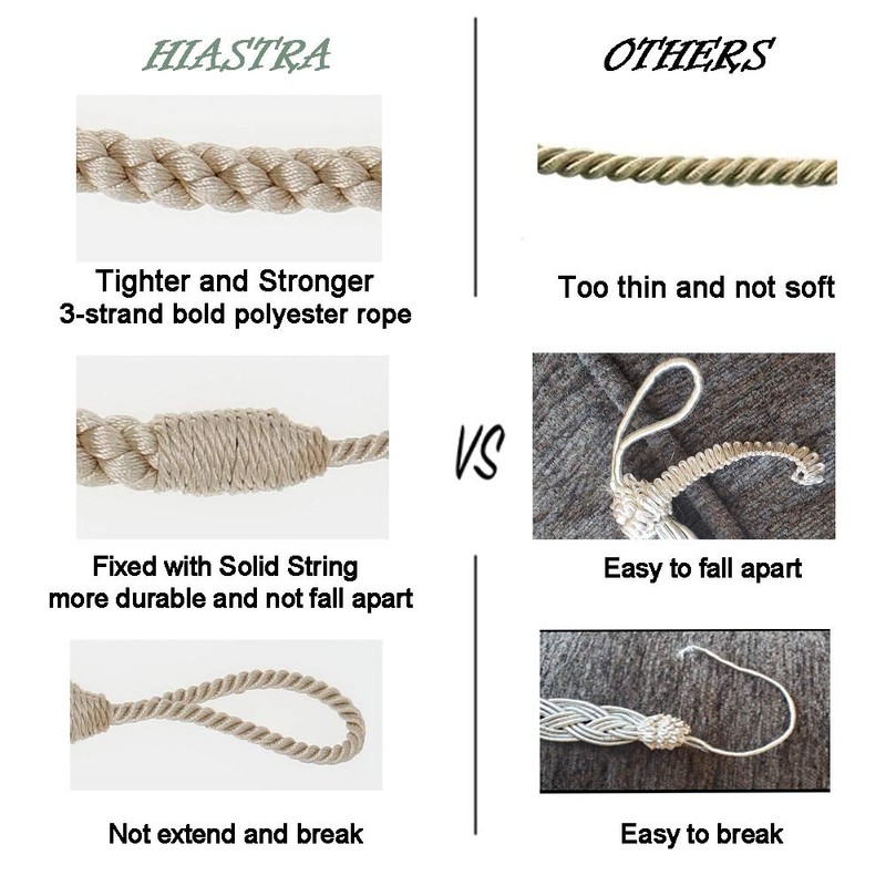 Hiastra Curtain Tiebacks Ropes, 2pcs Decorative Handmade Tie Backs Curtain