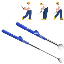 GUSATOLAS Retractable Golf Swing Training Aid, Golf Grip Trainer for Indoor Golf Practice & Outdoor Warm Up, Strength & Tempo Training for Chipping Hitting, Golf Training Equipment Accessories (Blue)