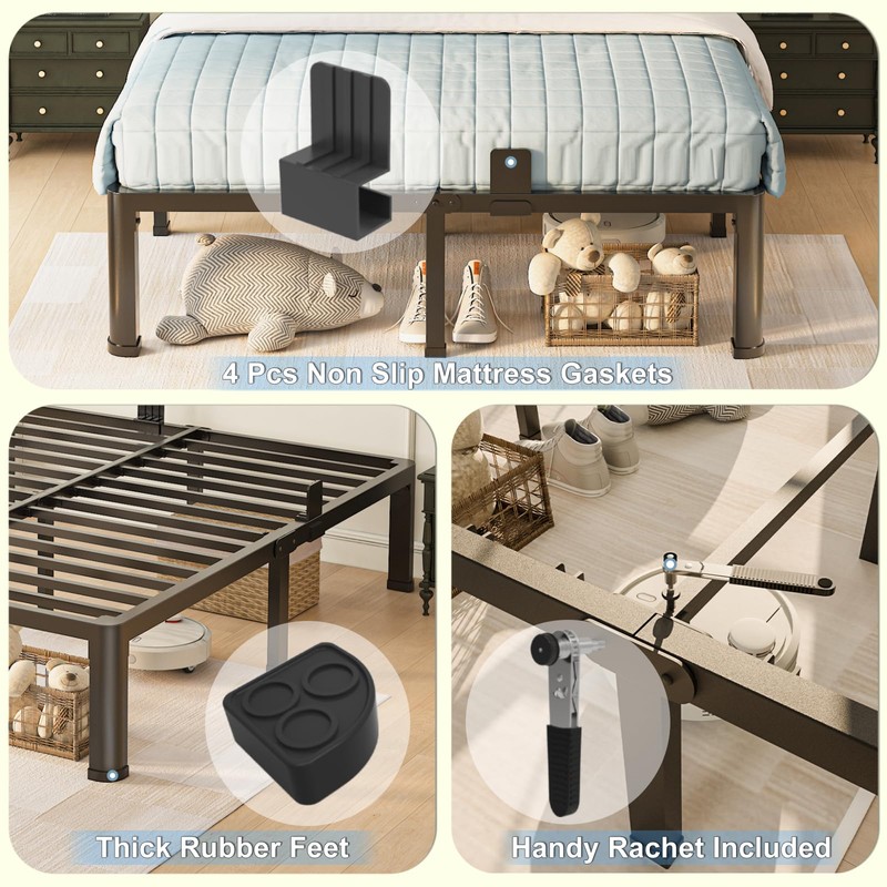 Yitong Angel 14 inch Full Size Bed Frame with Round