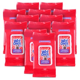 Wet Ones for Pets Freshening Multipurpose Wipes for Cats With Aloe Vera |Easy to Use Cat Cleaning Wipes, Freshening Cat Grooming Wipes for Pet Grooming in Fresh Scent|100 ct Pouch Cat Wipes|12-Pack