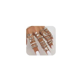 XSDSLS 20-31Pcs Vintage Knuckle Rings for Women boho Stackable Joint Finger Rings Open Thumb Ring Set Butterfly Heart Midi Silver/Gold Rings for Women Girls (Silver Set 7-23 pcs)