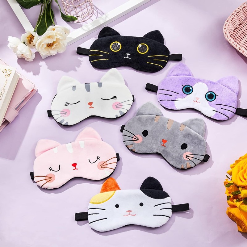siawadeky Eye Mask, Light Blocking, Set of 5, Cute, Cat
