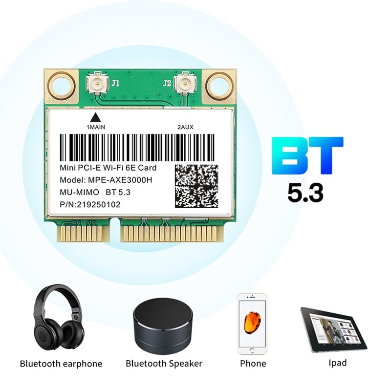 MPE-AXE3000H WiFi 6E Mini Tarjeta PCIe - Adaptador de triple