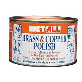 MET-ALL BC-10 Brass & Copper Polish 16oz Cleans, Polishes, Protect Oxidation & Tarnish Removal on Antiques, Rails, Ships, Elevators Leaving Protective Barrier + EXTRA LARGE Microfiber Polishing Cloth