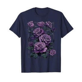 Vintage Purple Roses Flower Gothic Gardening Aesthetic Women T-Shirt