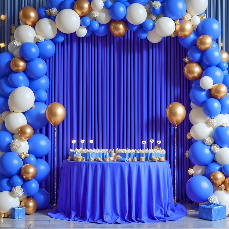 Royal Blue Backdrop Curtain 10x8ft Party Photo Backdrop Drapes 2