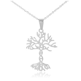 Clayton Jewelry Labs DNA Tree of Life Stainless Steel Pendant Necklace (Silver)