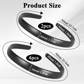 GMHLLES 6 Pcs Black Headbands for Women Girls, Satin Headband Elastic Non-Slip Alice Band, DIY Styling Tools Hair Accessories 2 Width for Yoga, Sleep, Fitness