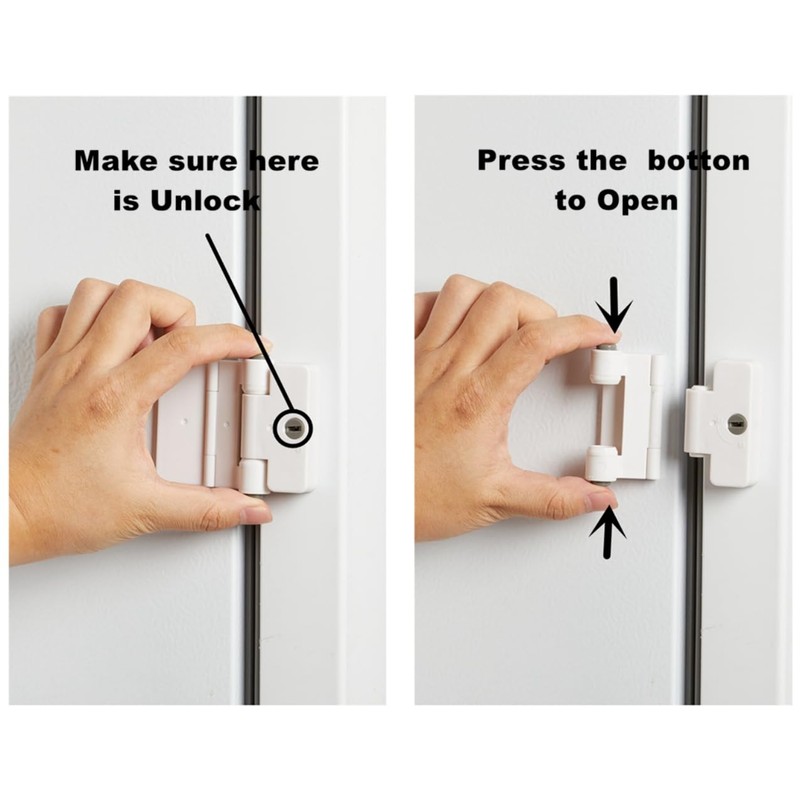 Refrigerator Adhesive Locks Double Button Fridge Door Lock with Key,