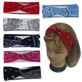 For Women 6 PCS Bandana Headband Yoga Paisley Hairband Headwrap for Women Girls