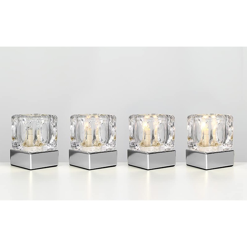 MiniSun Modern Glass Ice Cube Touch Table Lamp with Chrome