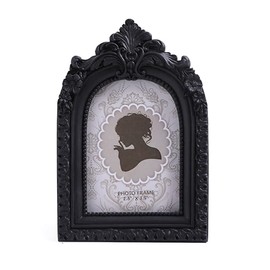 SIKOO Vintage Mini Picture Frame2.5 × 3.5 Ornate Picture Frame Table Top Wall Mount Small Picture Frame, Retro Decor, Black (2.5x3.5)