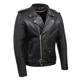 Milwaukee Leather Men's Premium Classic Black Leather Motorcycle MC Style Rider Jacket - 2X-Large