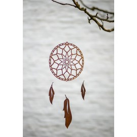 Der-Porzellan-Laden Dream Catcher Wind Chime, Patina Decoration for Hanging, Round Metal Design, 20 x 20 cm, Handmade & Weather-Resistant, for Garden and Balcony