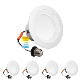 mw 4 Pack 4 Inch Retrofit LED Recessed Lighting,10W=75W,750LM,2700K/3000K/3500K/4000K/5000K,4 inch led recessed Lights,Baffle Trim,IC & Wet Rated,ETL & FCC,California JA8 Certified