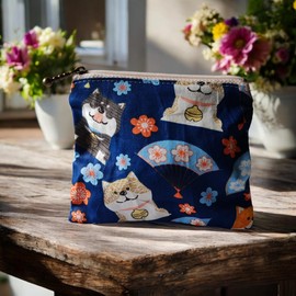 NUTFORD Multifunctional Printed Cotton Zipper Purse Pouch Bag with Cotton Lining for The Storage of Coins and Notes, Cosmetic Accessories, Small Electronics Accessories, Keys, etc.. (F)