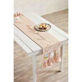 Mud Pie Bunny Table Runner Ruffle Edge; 72" X 12"